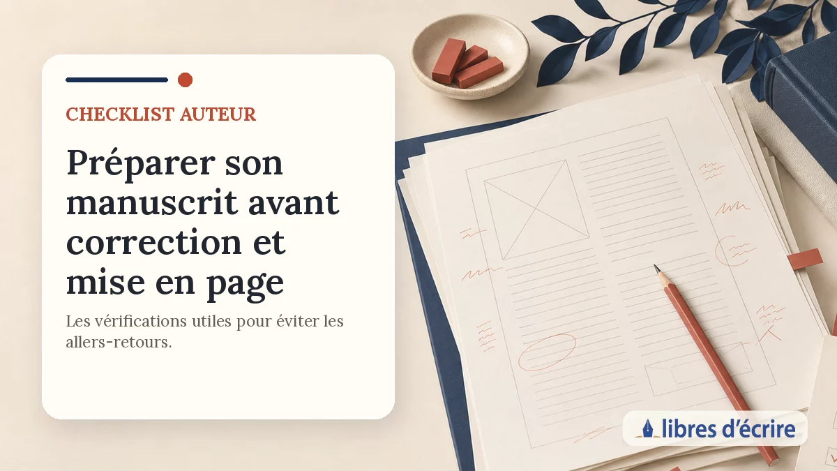 Illustration d’une checklist pour préparer un manuscrit avant correction et mise en page