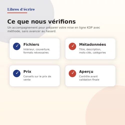 Vérifications Amazon KDP avant publication